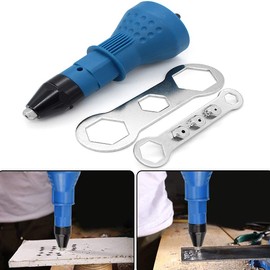 DingGreat 1/4 Inch Hex Shank Blind Rivet Gun for Cordless Drill Riveter Electric Rivet Nut Gun Riveting Tool Cordless Riveting Drill Adaptor Insert Nut Tool (Blue)