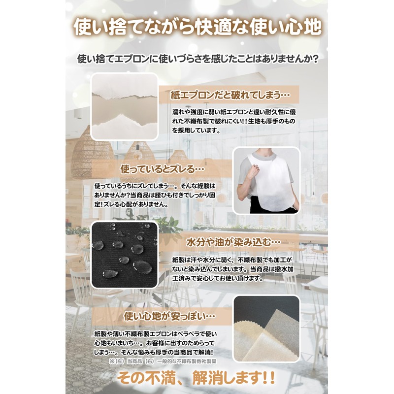 AZure Disposable Aprons, Non-woven Fabric, Individually Packaged, 40 Pieces, With