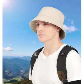 Malaxlx Khaki Bucket Hat Beach Sun Hat for Women Men Teens Outdoor Travel Summer Trendy Fishing Hat