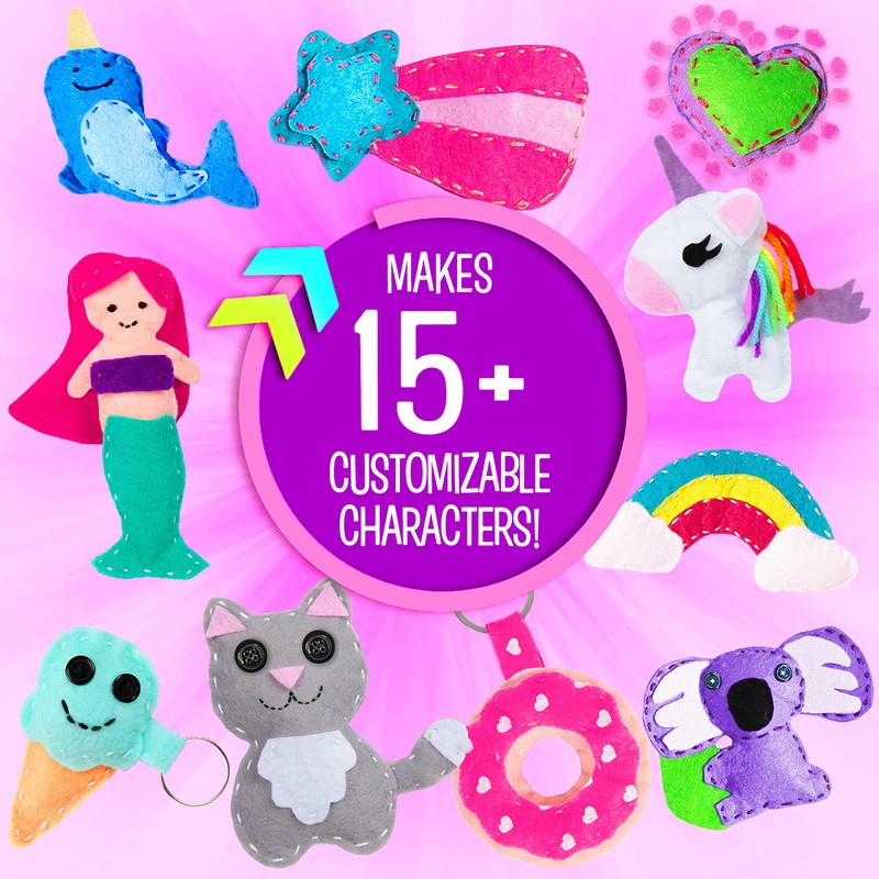 Creative Kids Felt Sewing Kit - Craft 15+ Characters -
