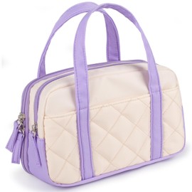 2 Compartment Pencil Case For Girls,Zipper Pencil Bag With Handle, Large Capacity quilting Pencil Pouch Organizer Aesthetic, Womens Soft Pencil Box Marker Pouch For Middle School Office College