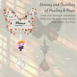 Nana Gifts, Gifts for Nana - Butterfly Crystal Suncatcher, Special Nana Birthday Gifts, Gifts for Nanny on Mother's Day, Mothers Day Crystal Gifts for Nana, Sun Catcher with Greeting Card