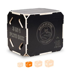 Plyo Box [Bells of Steel] Plyometric Box, 3-in-1, Anti-Slip, Wooden Step up Box for Workout, Jumps, Squats, Step-Ups, Knee-ups - 20in x 18in x 16in