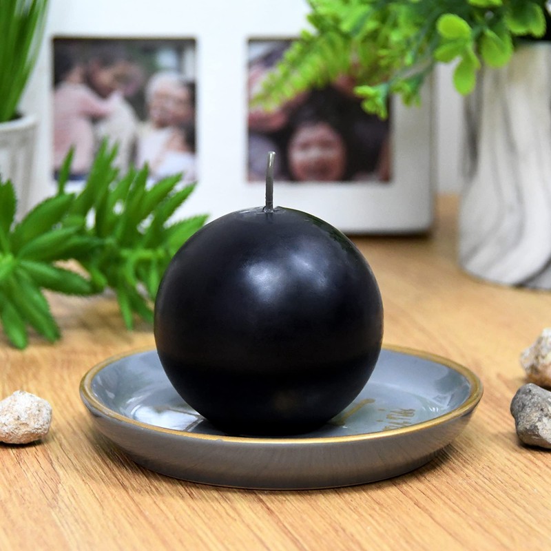 Zest Candle 6-Piece Ball Candles, 3-Inch, Black