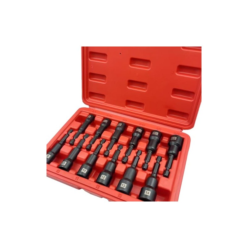 12-Pieces Magnetic Nut Driver Bit Set - 1/4 Inch Hex