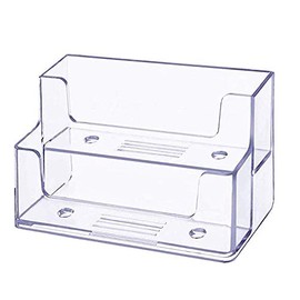 DNHCLL 1 Pack Clear Business Card Holder 2 Tiers Plastic Card Stand Organizer Card Holder Display for Home Office, Desktop, and Counter, 120 Cards Capacity