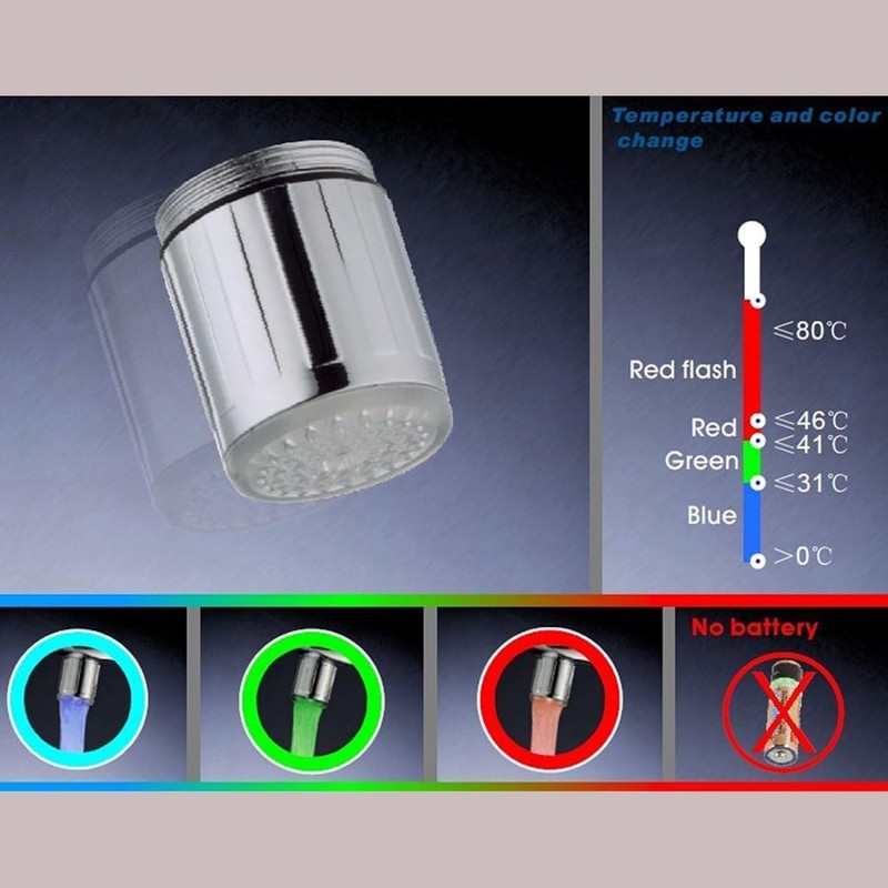 Tyenaza LED Light Faucet Temperature Detection Color Changing LED Light