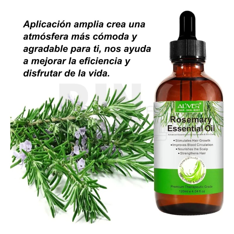 Aceite Esencial Romero 100% Puro Cabello Barba Cejas 120 Ml
