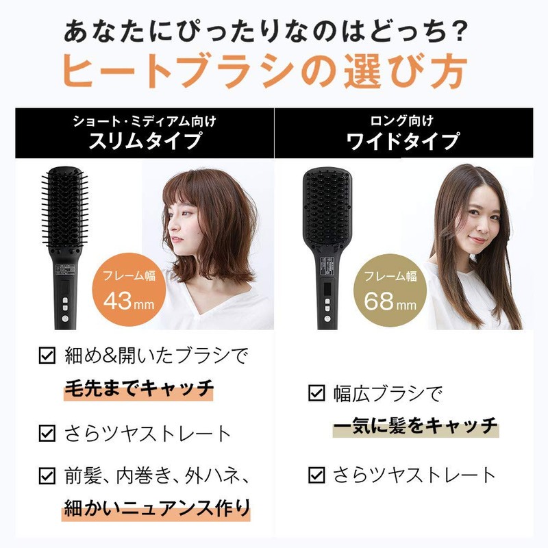 SALONIA Time-Saving Styling Set (Straight Heat Brush, Slim Type, Black