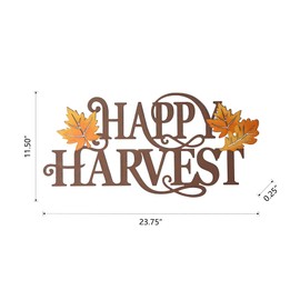 Glitzhome Happy Harvest Metal Fall Harvest Wall Sign, Rustic Wall Decor Yard Sign, Cutout Harvest Outdoor Sign for Home Garden Indoor Outdoor, 23.75×11.5 Inch