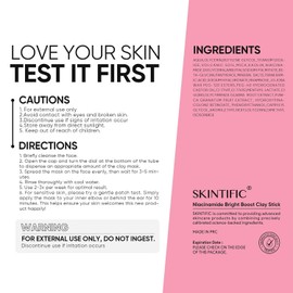 SKINTIFIC Niacinamide Bright Boost Face Mask Stick Pink Sea Salt Contains Arbutin & Tranexamic Acid Brightening Pore Blurring Gentle Exfoliation Anti-drying Skincare Facial Color / SKINTIFIC 니아신아마이드 브라이트 부스트 페이스 마스크 스틱 핑크 씨 솔트 알부틴 & 트라넥삼산 함유 브라이트닝 모공 블러링 부드러운 각질 제거 건조 방지 스킨케어 페이셜 Color