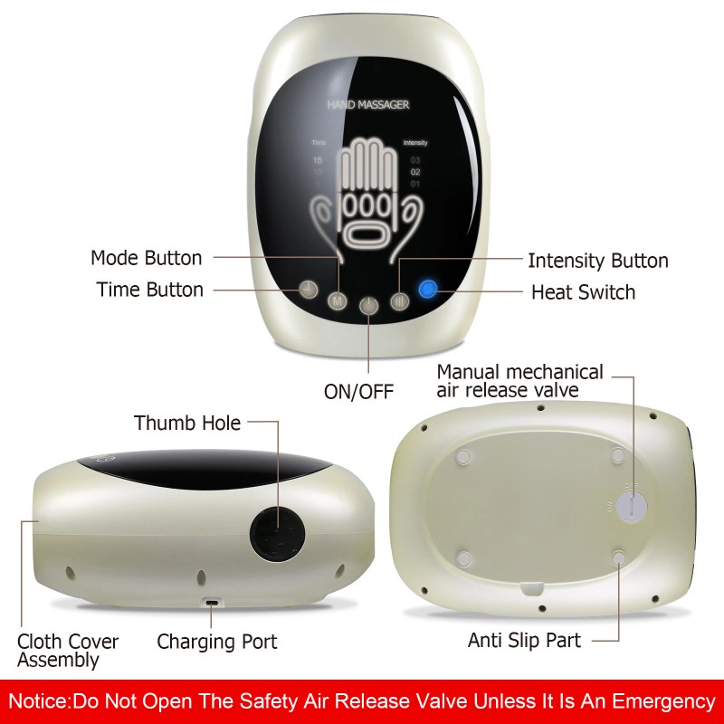 OSITO Cordless Hand Massager with Heat Air Compression for Numb