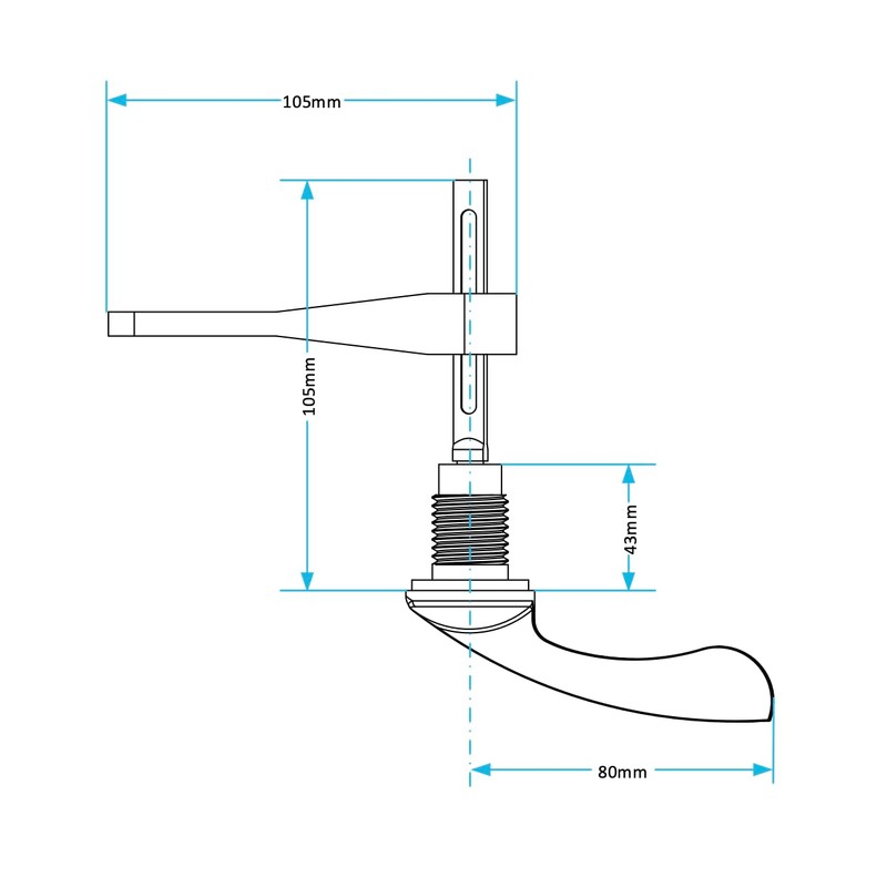 PlumbEZ Toilet Cistern Handle with Adjustable Arm, Durable Toilet Handle