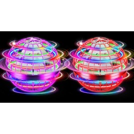 NWLAEWR Flying Orb Ball Toy, 2026 Upgrade Hand Controlled Hover Ball with LED Lights, 360° Rotating Boomerang Globe, Cool Mini Drone, Ideal Birthday&Christmas Gift for Boys Girls-Red & Purple