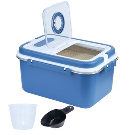 YXQ Rice Sorage Container Bin 20 lbs Stainless Steel Flour Storage Containers with Lid Rice Grain Kitchen Bucket Airtight Canister for Cereals Flour Sugar Tea Milk Wine Ice, Dry/Wet Food,Blue