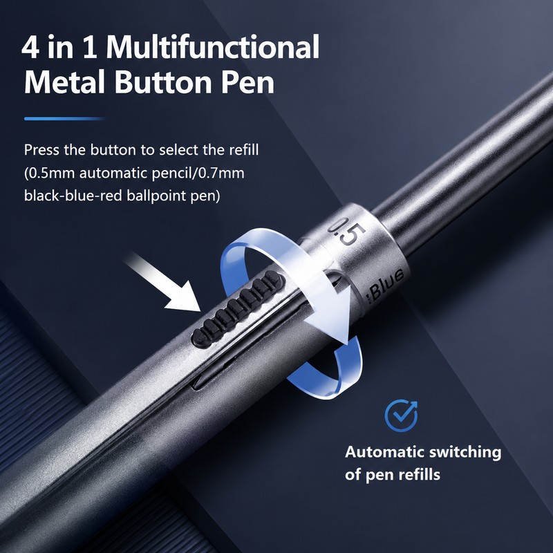 4-in-1 Multifunction Metal Pen for Office & School – 3