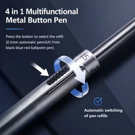 4-in-1 Multifunction Metal Pen for Office & School – 3 Color Ballpoint + Mechanical Pencil with Premium Retractable Design