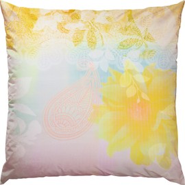 Erwin Müller Mako Satin Cushion Cover Reversible Flowers Colourful Size 80 x 80 cm with Digital Print Silky Soft Quality Temperature Regulating with Zip