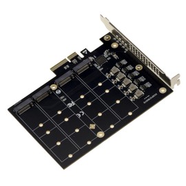 KALEA-INFORMATIQUE M2 PCIe 3.0 x4 Controller Card for 4 M.2 NVMe M Key SSDs Works Without Bifurcation Mode