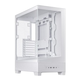 ASUS A31 White ATX Mid-Tower Gaming Case, Dual-Sided Tempered Glass, Frameless Design, BTF Hidden Connectors, 360 AIO Support, 8° Angled Base, ARGB Ready, Optimized Airflow, Seamless Cable Management