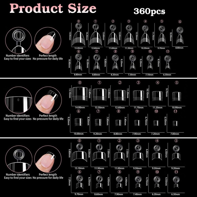 Almond Gel Nail Tips, False Nails, Almond Shape