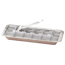 Vintage Kitchen Ice Cube Tray – 18 Slot Ice Cube Maker with Easy Release Handle – Aluminum Metal – 11” L x 4” W x 1 ¾” H Silver