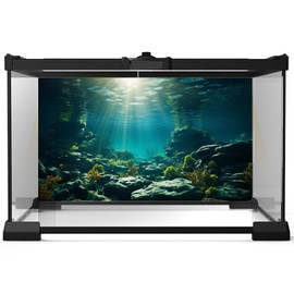 Riivvdise Aquarium Background Underwater Aquatic Plants Rocks Fish Terrarium Backdrop Sunlight Rays Coral Fish Tank Background Cave Style Landscape Sea Grass Tank Wallpaper Poster Vinyl 30x18in