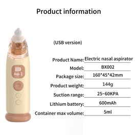 Electric Baby Nasal Aspirator Baby Nose Sucker for Infants 3 Suction Levels Low Noise Anti-backflow Built-in Battery with Colorful Light Soothing Music Baby Nose Cleaner with 3pcs Silicone Tips