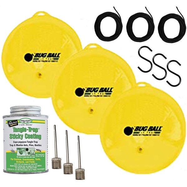 Gnat Ball 3 Pack Starter Complete kit - Gnats, House Fly, No-See-Um, Aphids whiteflies,and Love Bug Trap