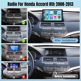 Car Radio for Honda Accord 8th 2008 2009 2010 2011 2012 2013 with Wireless CarPlay &Android Auto, 10.1inch Touch Screen Car Stereo for Honda Accord with Bluetooth Mic GPS Navigation Backup Camera