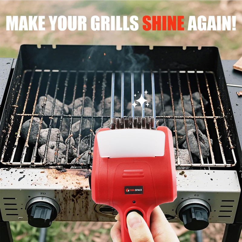 TOOLSPACE 2 in 1 Cordless Electric Grill Brush, Safe &