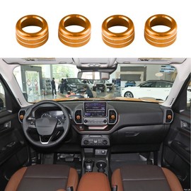 BORUIEN for Ford Bronco Sport 2021-2024 Air Conditioner Dash Vent Switch Knob Cover Decor Trim 4PCS Aluminum Alloy (Don't for Bronco) (Orange)