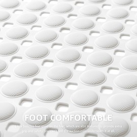 Yolife Bathtub Mat Non Slip, 91x41 CM Bath Tub Shower Mat for inside Shower Bathroom, Suction Cups and Drain Holes for Feet Scrubbing, Machine Washable, Soft on Feet (White)