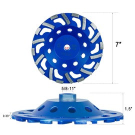 SALI 7 Inch Concrete Grinding Wheels 20 Turbo Diamond Segments 5/8-11 Arbor Diamond Grinding Wheel Fit for Paint, Epoxy, Mastic Coating Removal with CDB. New Technology