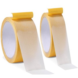 2pzs Cinta Doble Cara Extrafuerte Tela 20m, Reutilizable Cinta Adhesiva Doble Cara Transparente para Pared, Nano Tape Para Alfombras, Cocina y Fijar Fotos(5cm*10m+2cm*10m)