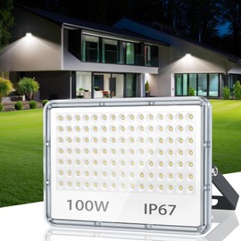 TASINUO LED Outdoor Spotlight, 100 W, IP67 Waterproof Floodlight, 10000 lm, 6500 K, Cool White, Super Bright LED Spotlight, Outdoor Spotlight for Warehouse, Garden, Garage, Yard, Parking