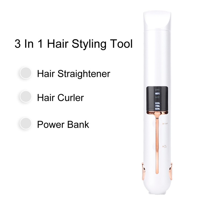 Professional USB Charging Mini Electric Hair Straightener Curler Cordless Hair