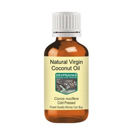 Devprayag Natural Virgin Coconut Oil (Cocos nucifera) Natural Therapeutic Grade Cold Pressed 15ml (0.50 oz)