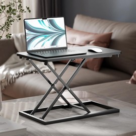 Almirantra Stand Up Desk Converter, Adjustable Height Table Top Riser - 23.6" x 13.4" Spacious Surface with Max Height of 15.2", Ideal for Ergonomic Sit Stand Workstations(Black)