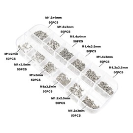 MCMASKE Métrico 12 tipos M1 M1.2 M1.4 M1.6 Kit surtido de tornillos de cabeza fina plana Phillips más pequeños