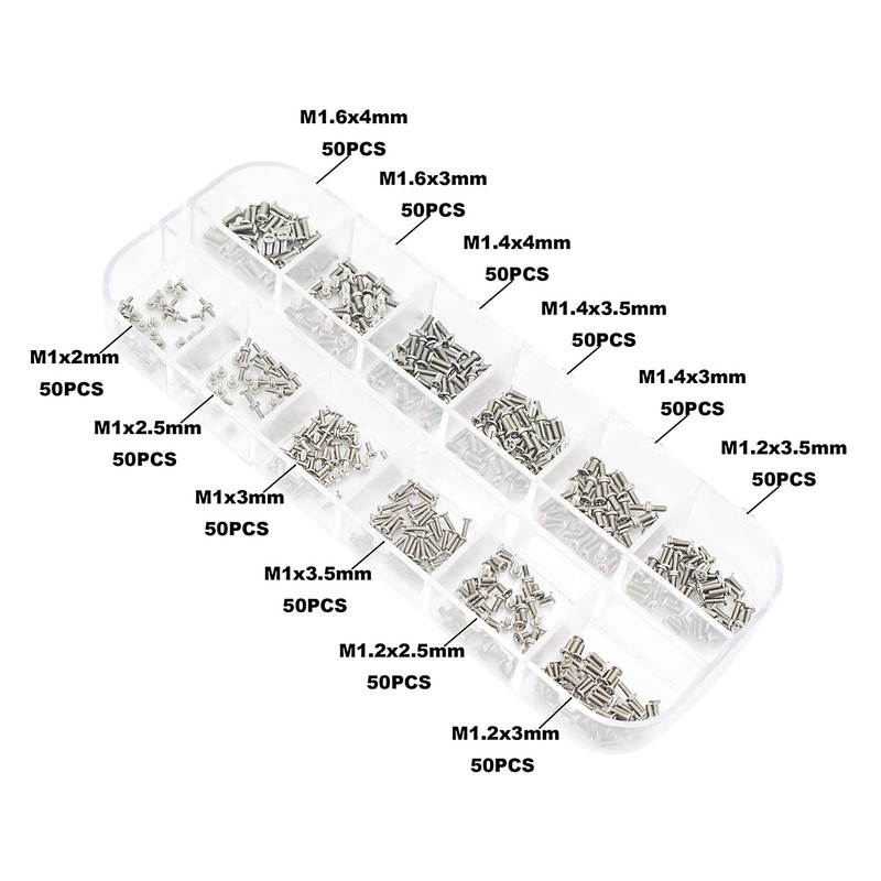 MCMASKE Métrico 12 tipos M1 M1.2 M1.4 M1.6 Kit surtido