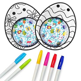 BIZYBOO Colorable Easter Busy Bag Scavenger Hunt - Hidden Object Search Sensory Matching Game for Kids 2 and Up | Includes 6 Non-Toxic Markers (2 Easter Egg Themed Bizyboos)