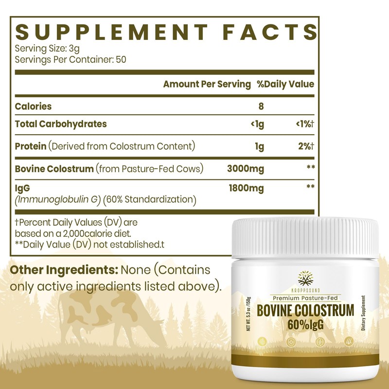 Kroppssund Bovine Colostrum Powder Supplement 3000 mg - Extra High