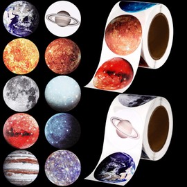 Lincia 500 Pcs Solar System Stickers Educational Planets Roll Stickers Bulk Outer Space Stickers for Kids Science Classroom Space Theme Birthday Decorations Space Themed Party Favors, 10 Styles