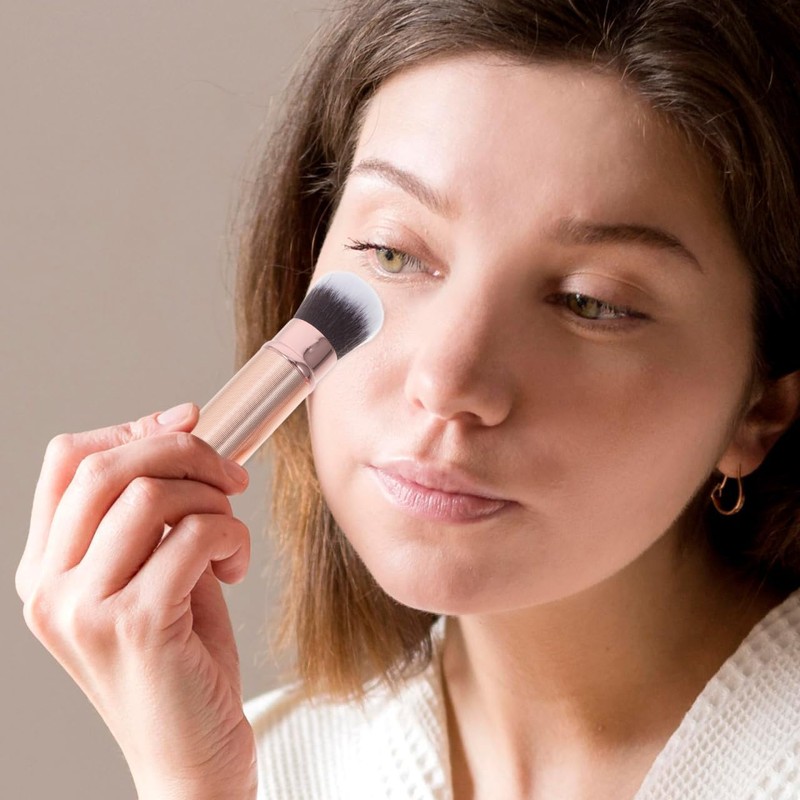 Brocha De Maquillaje Doble Cabezal Retráctil Para Corrector Y Base