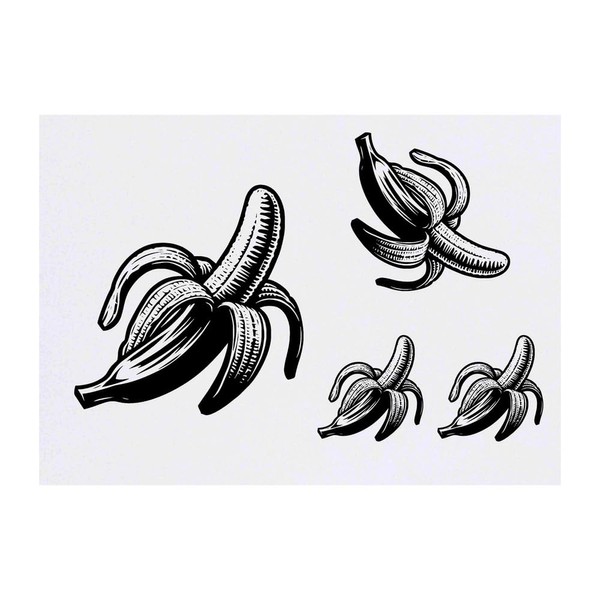 4 x 'Peeled Banana' Temporary Tattoos - Water Resistant, Skin-Safe,