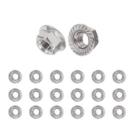 QIMEI-SHOP M4 flange nuts, stainless steel, self-locking nuts, hexagonal nuts with flange and locking teeth according to DIN 6923, pack of 20