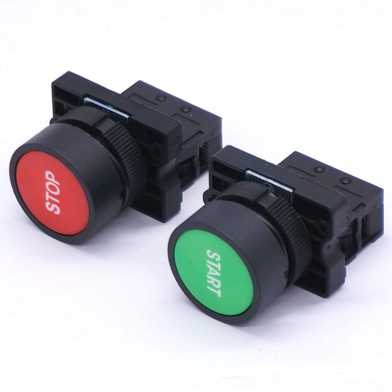 Taiss Momentary Push Button Switch Start/Stop Red Green Sign NO