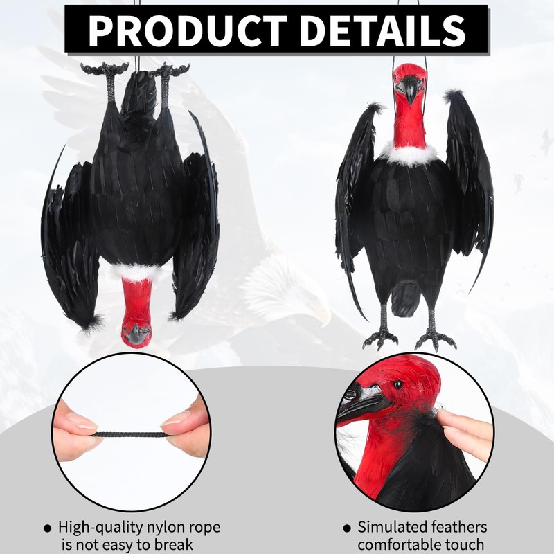 Junware 1 Pcs Fake Vulture 18'' Large Faux Vulture Decoys