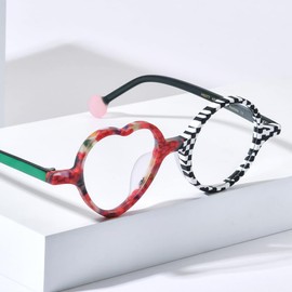 HEPIDEM Multicolor Acetate Glasses Frame Men Women Round Eyeglasses Optical Spectacles 9377 (9377 Matte Red White)